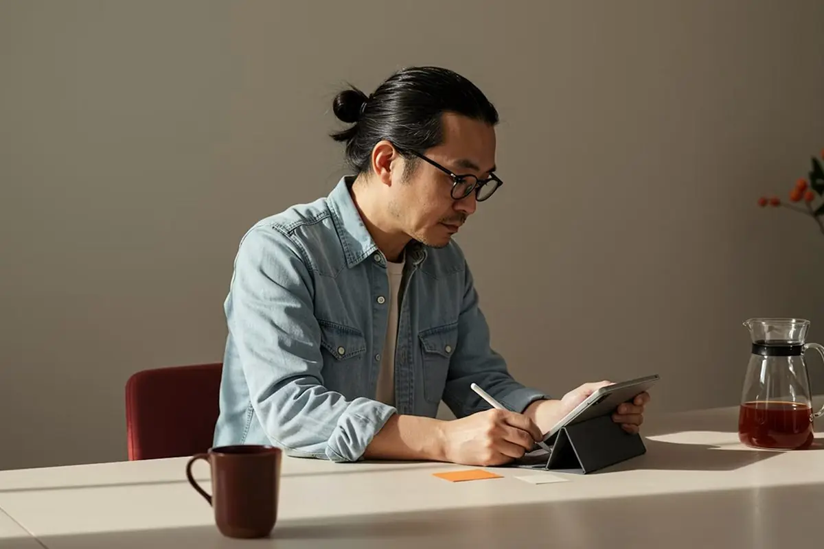 A person working at a desk