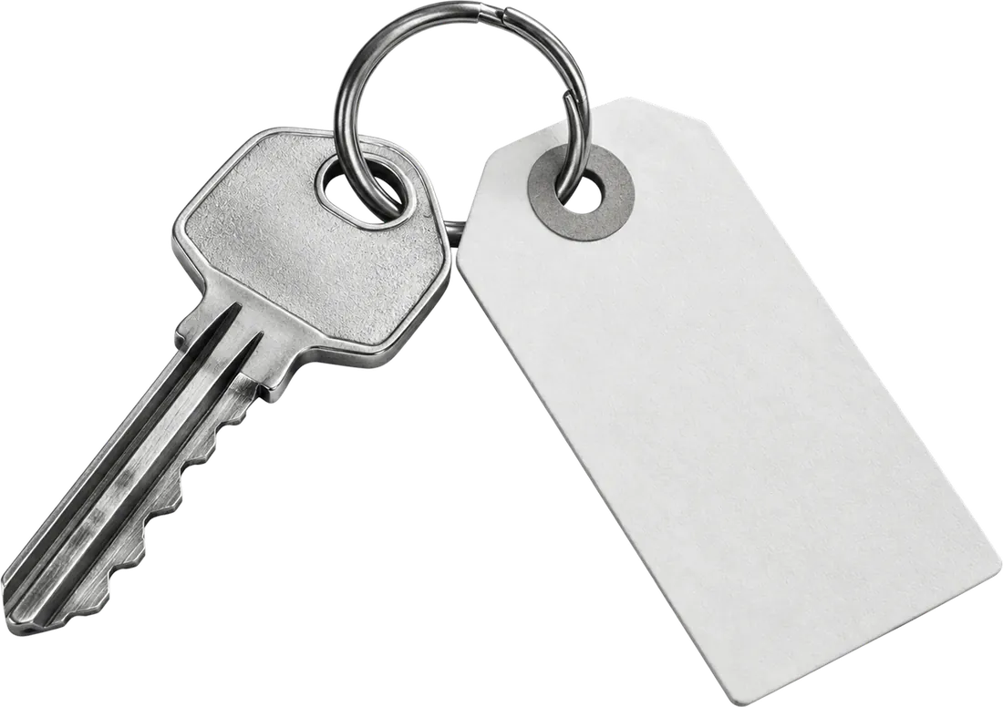 A key with a blank tag, wearing down into the system’s marks and building back