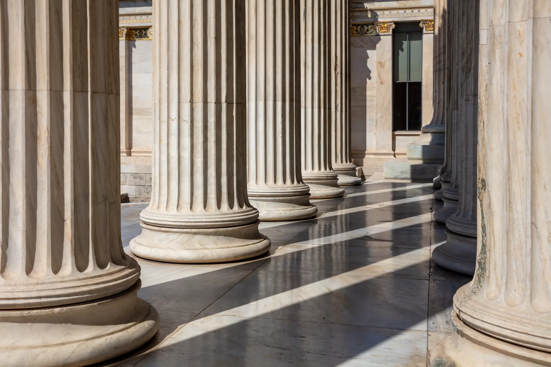 Marble columns in hard sunlight